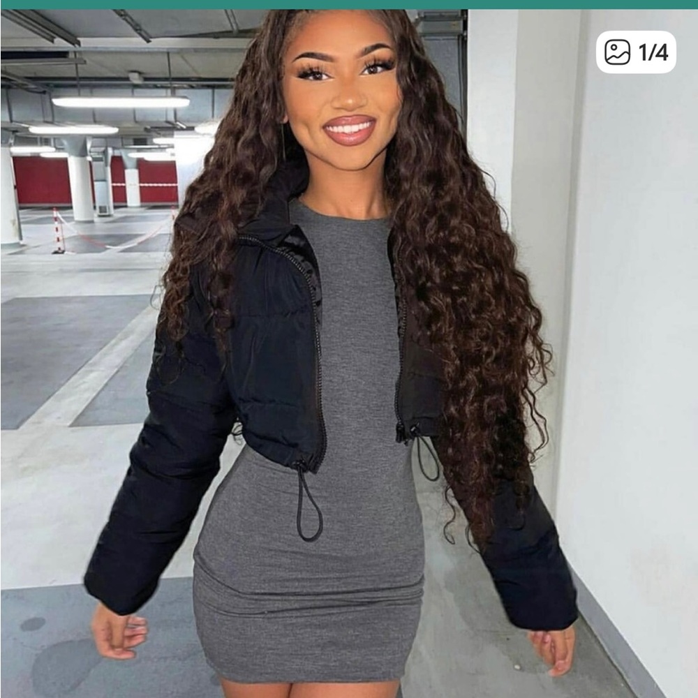 Black Cropped Puffer Jacket
